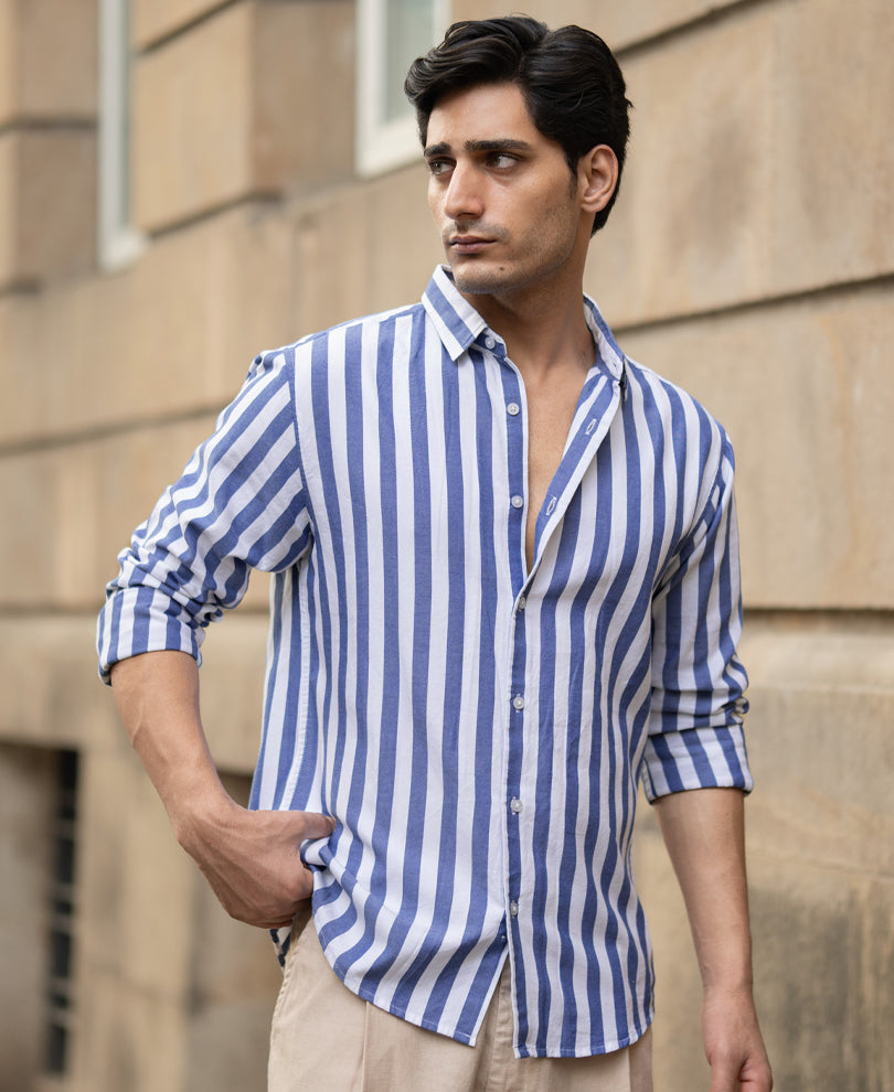 Blue Nautical Stripe Shirt.