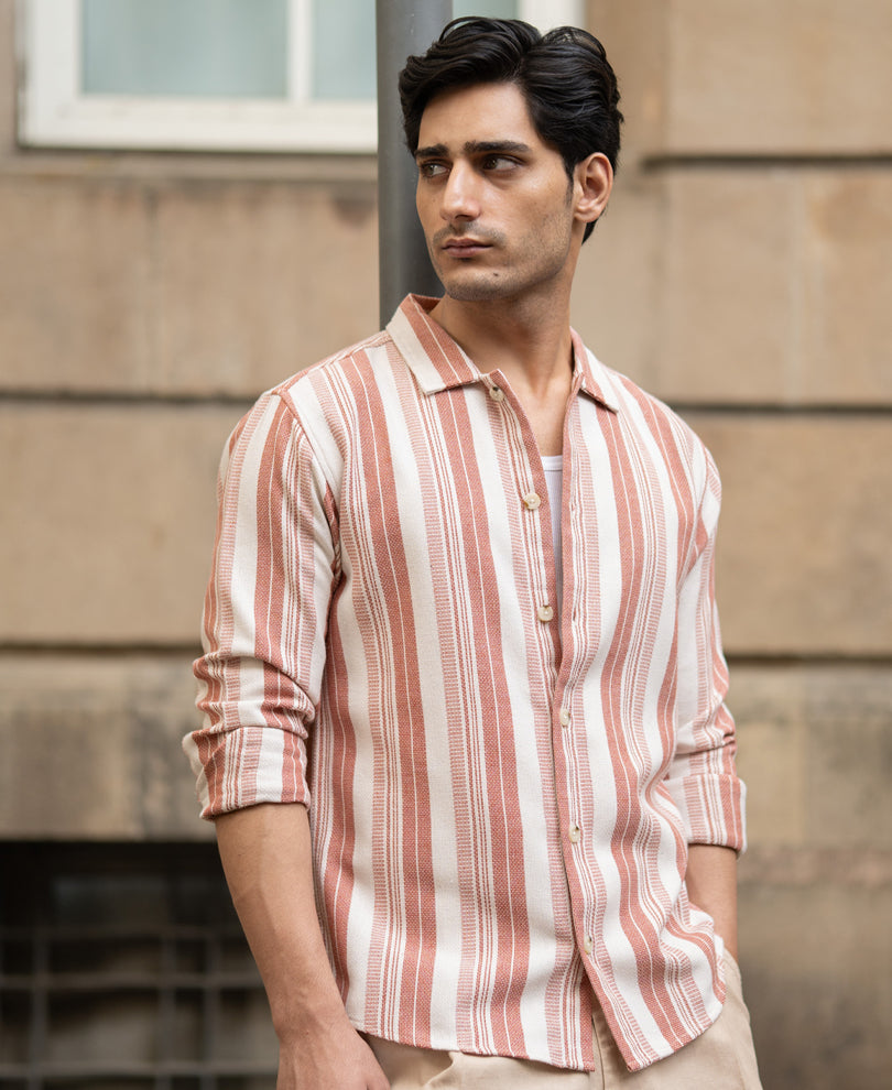 Rust Structure Stripe Shirt