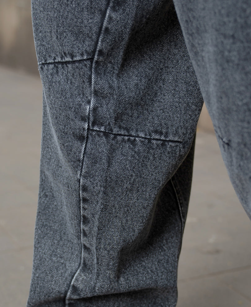 Charcoal Panelled Barrel Fit Jeans