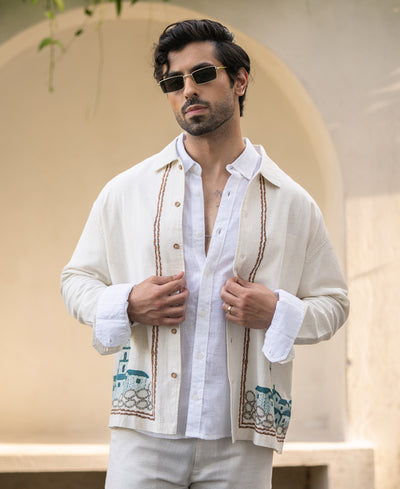 Linen Saint Tropez Print Shirt 100% Cotton