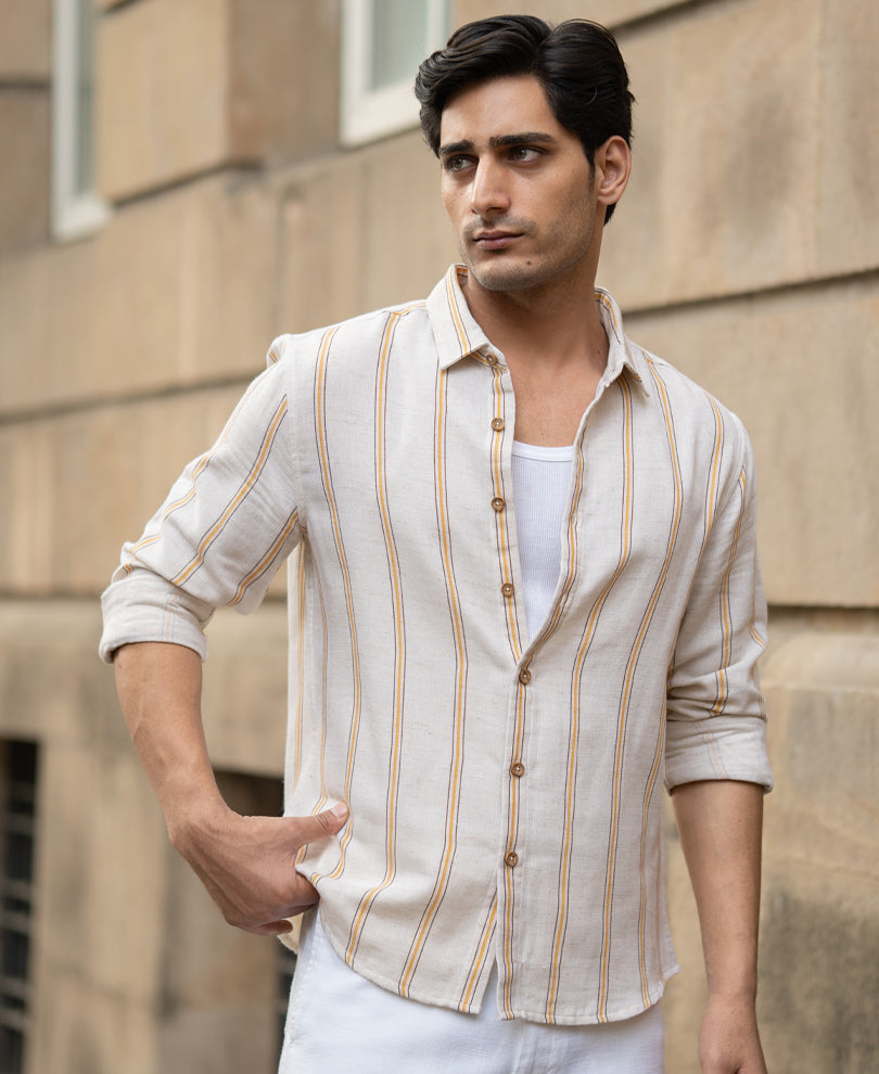 Natural Broad Striped Shirt.