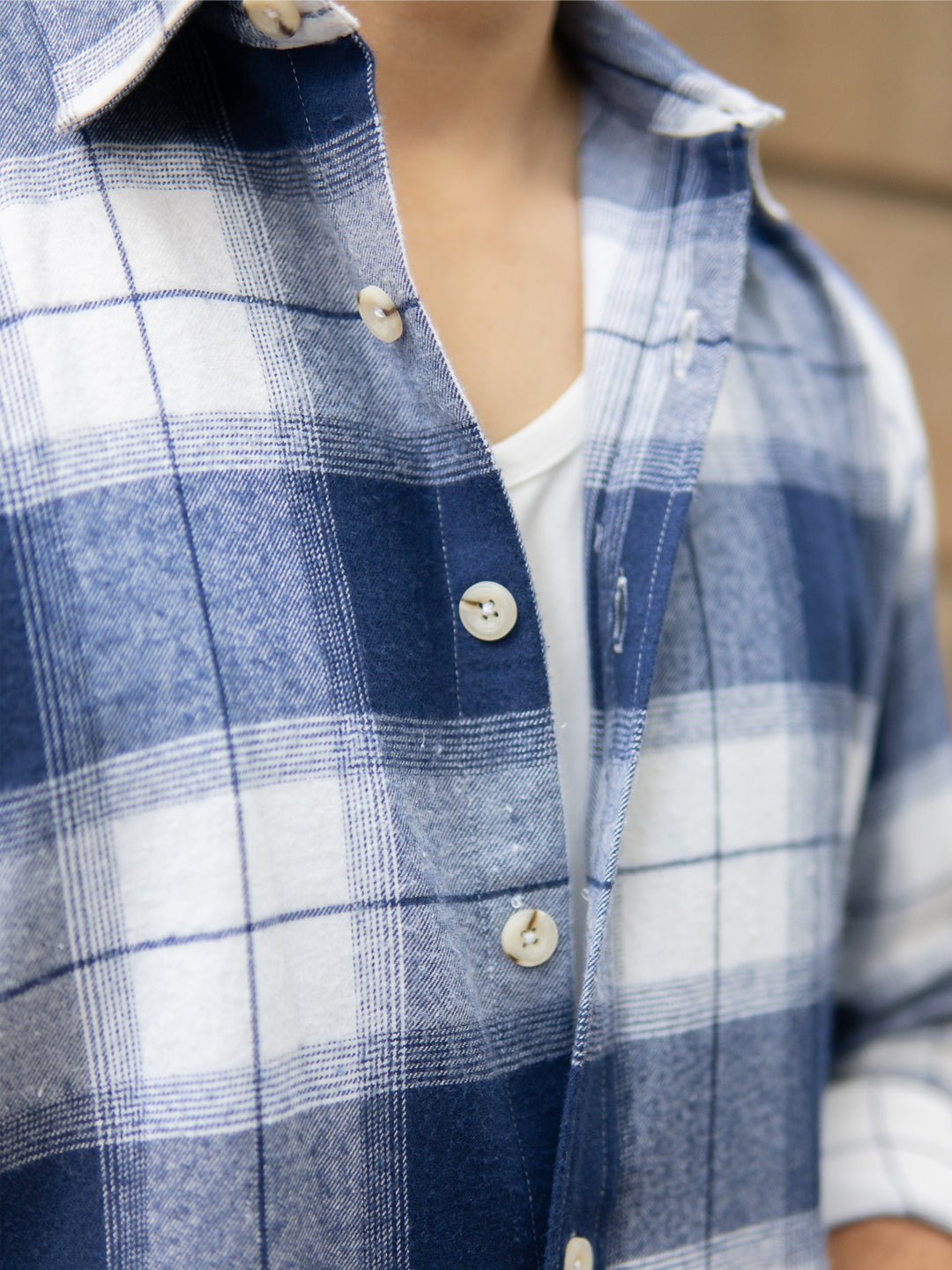 Dark Blue Brushed Checks Shirt