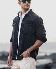 Black Charcoal Washed Denim Shirt