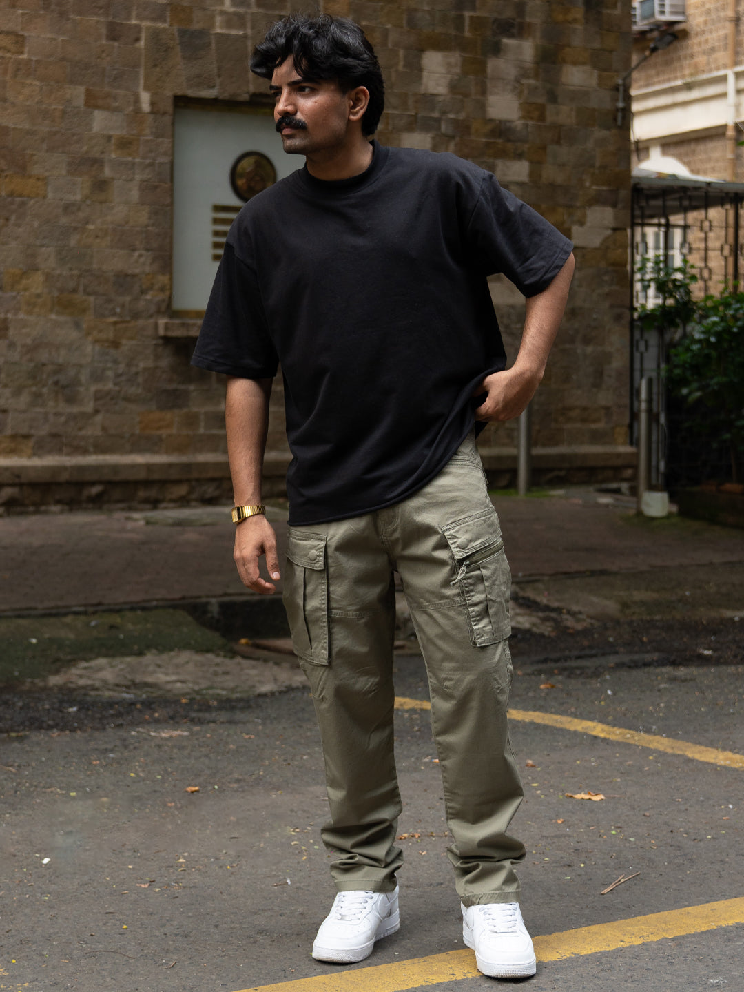 Olive Regular Fit Cotton Utility Cargo Pant