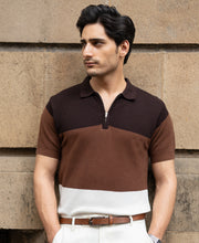 Brown & Beige Stripe Knit T-Shirt