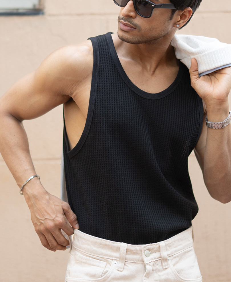 Black & Off-White Vest - Pack of 2