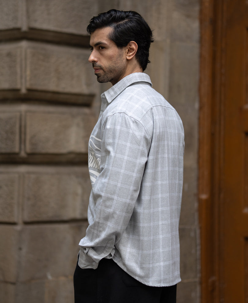 Grey Printed Checks Shirt