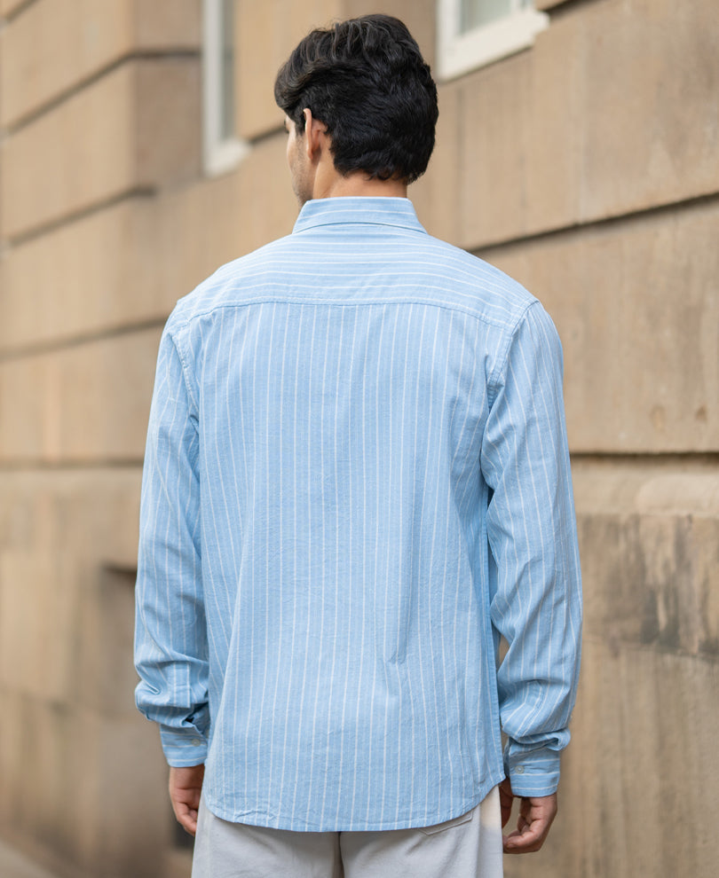 Light Blue Linen Stripe Shirt