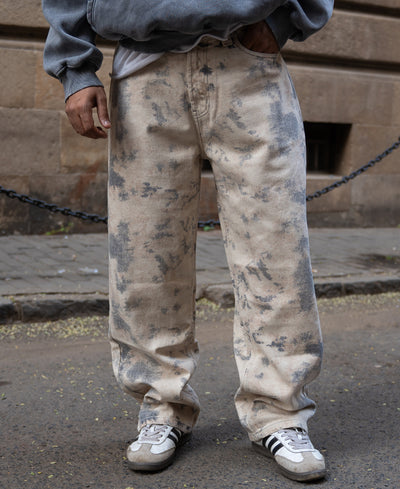 Abstract Print Baggy Jeans.