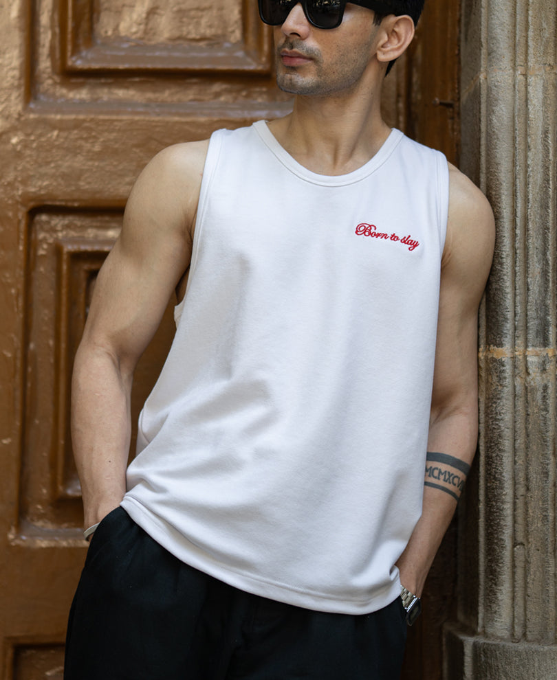 Brown & Off White Vest Combo (Pack Of 2) 100% Cotton
