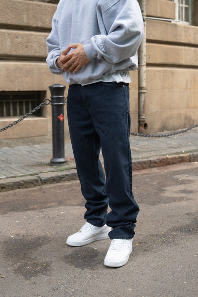 Dark Indigo Raw Baggy Jeans