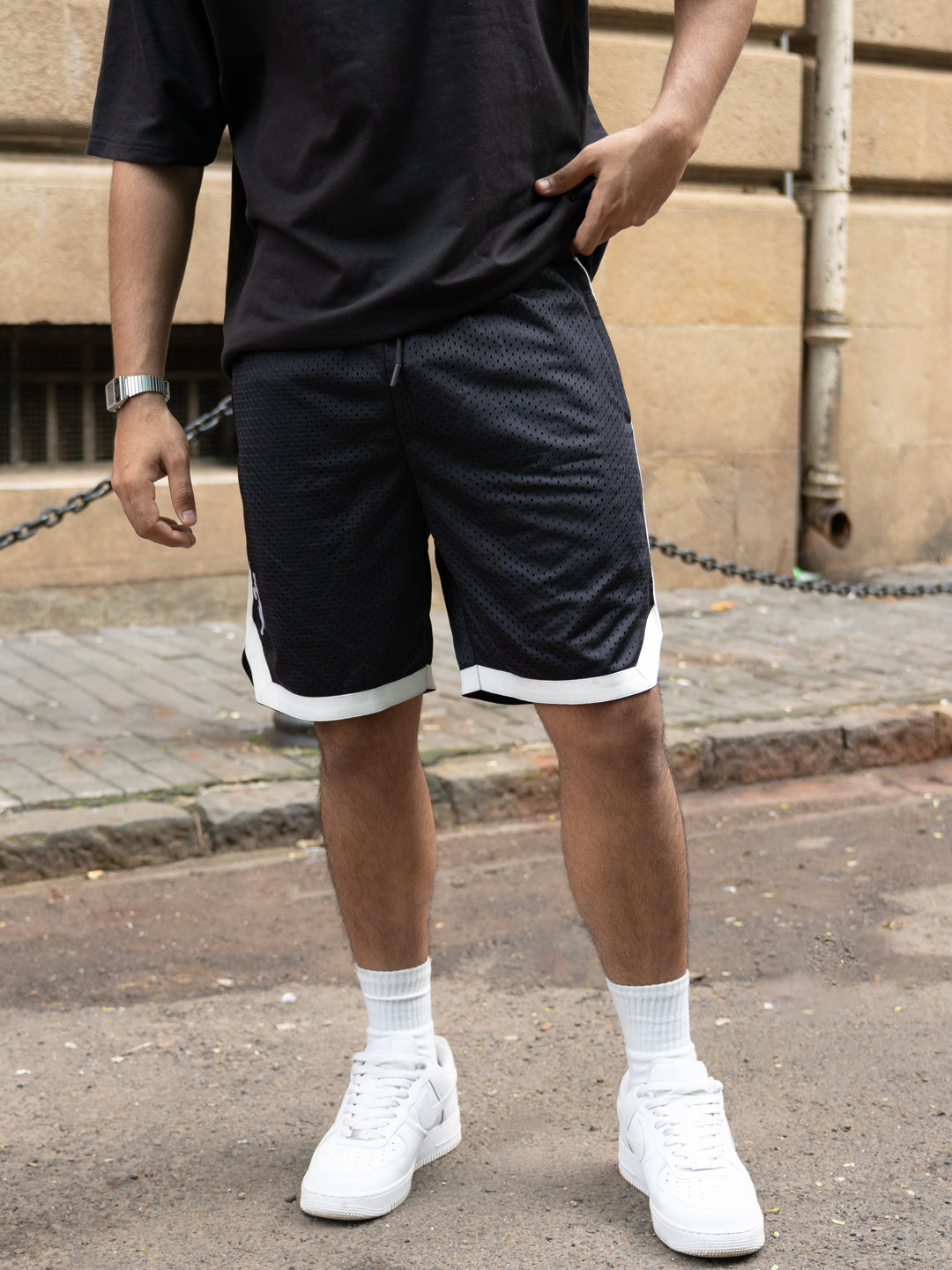 Black Mesh Basketball Short.