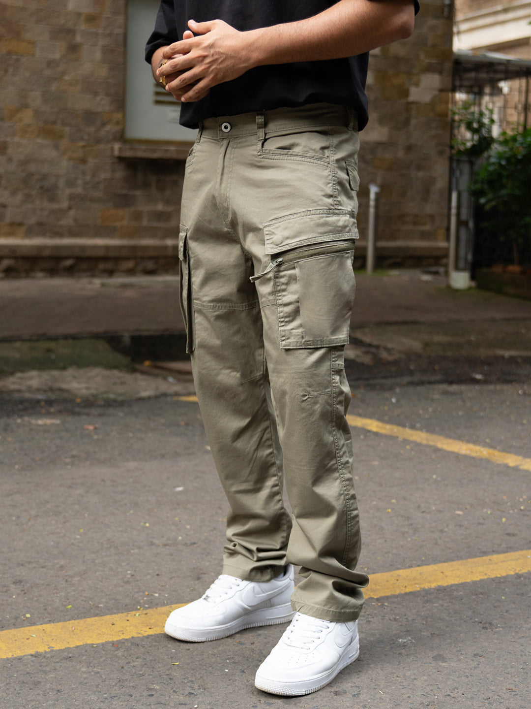 Olive Regular Fit Cotton Utility Cargo Pant