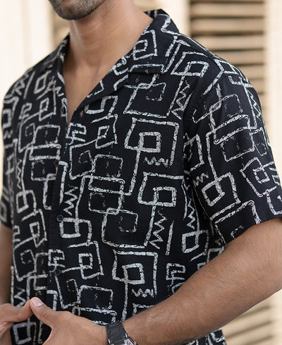 Black Cuban Printed Shirt