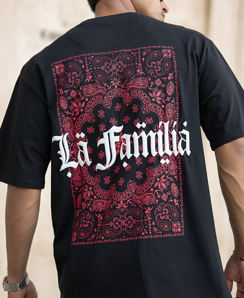 Black Printed Half Sleeves Oversized T-Shirt