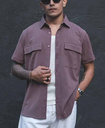 Onion Structured Striped Half Sleeves Shirt