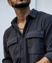 Dark Grey Structured Shacket Oversized Shirt