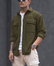 Olive Green Structured Knit Oversized Shirt