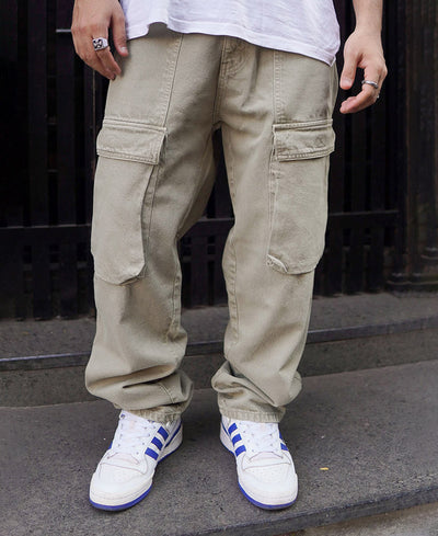 Light Pista Denim Cargo Pocket Baggy Fit Jeans