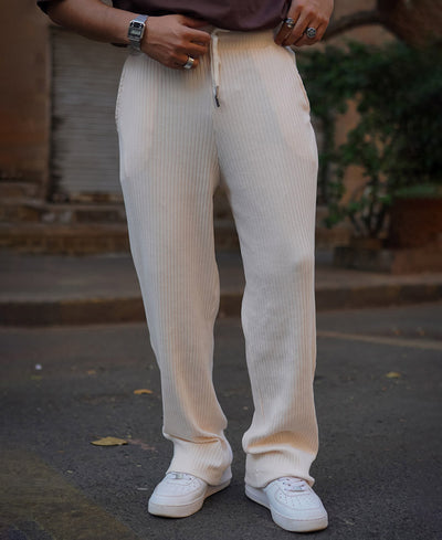 Cream Baggy Fit Track Pant