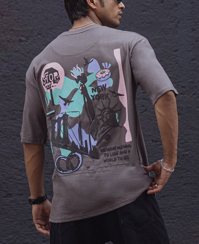 Charcoal Grey Oversized Structured T Shirt