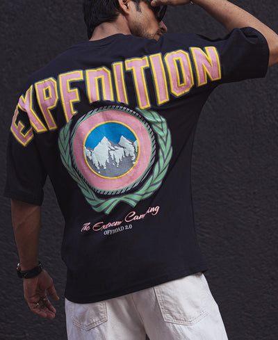 Black Oversized Back Printed Half Sleeves T Shirt