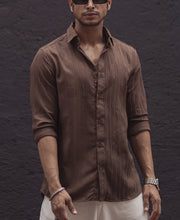 Brown Solid Full Sleeves Shirt