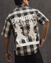 Black and White Checks Back Printed Oversized Half Sleeves Shirt