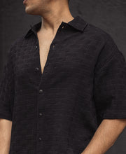 Black Structured Half Sleeves Oversized Shirt