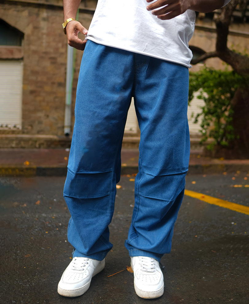 Light Blue Baggy Parachute Denim Pant