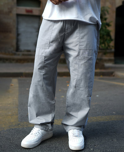 Grey Baggy Fit Parachute Pant