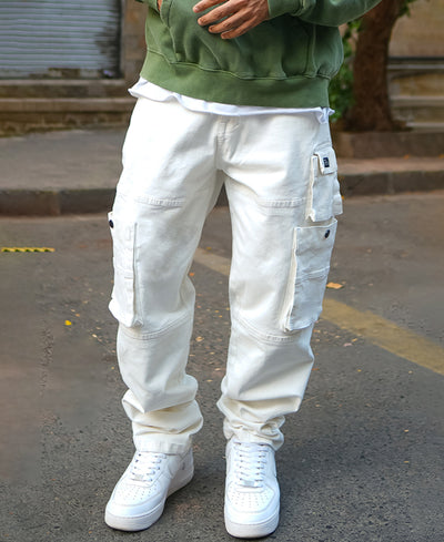 Off White Patch Pockets Denim Jeans