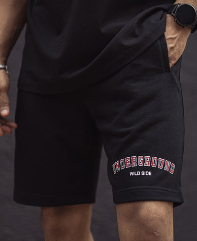 Black Underground Printed Shorts