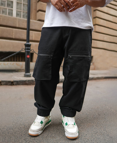 Black Baggy Fit Cargo Pocket Pant