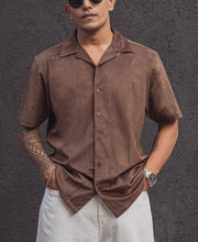 Brown Structured Regular Fit Half Sleeves Shirt