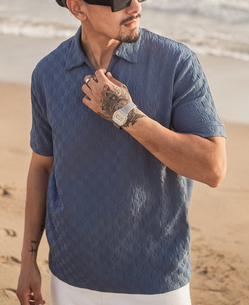 Dark Grey Structured Regular fit Half Sleeves T Shirt