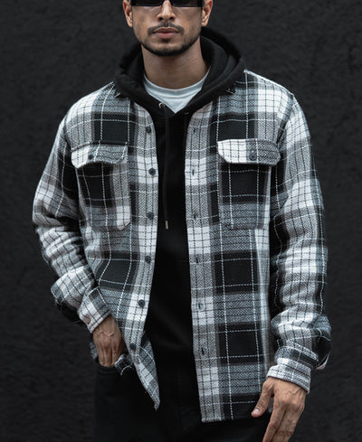 Black And White Checks Regular Fit Full Sleeves Shirt