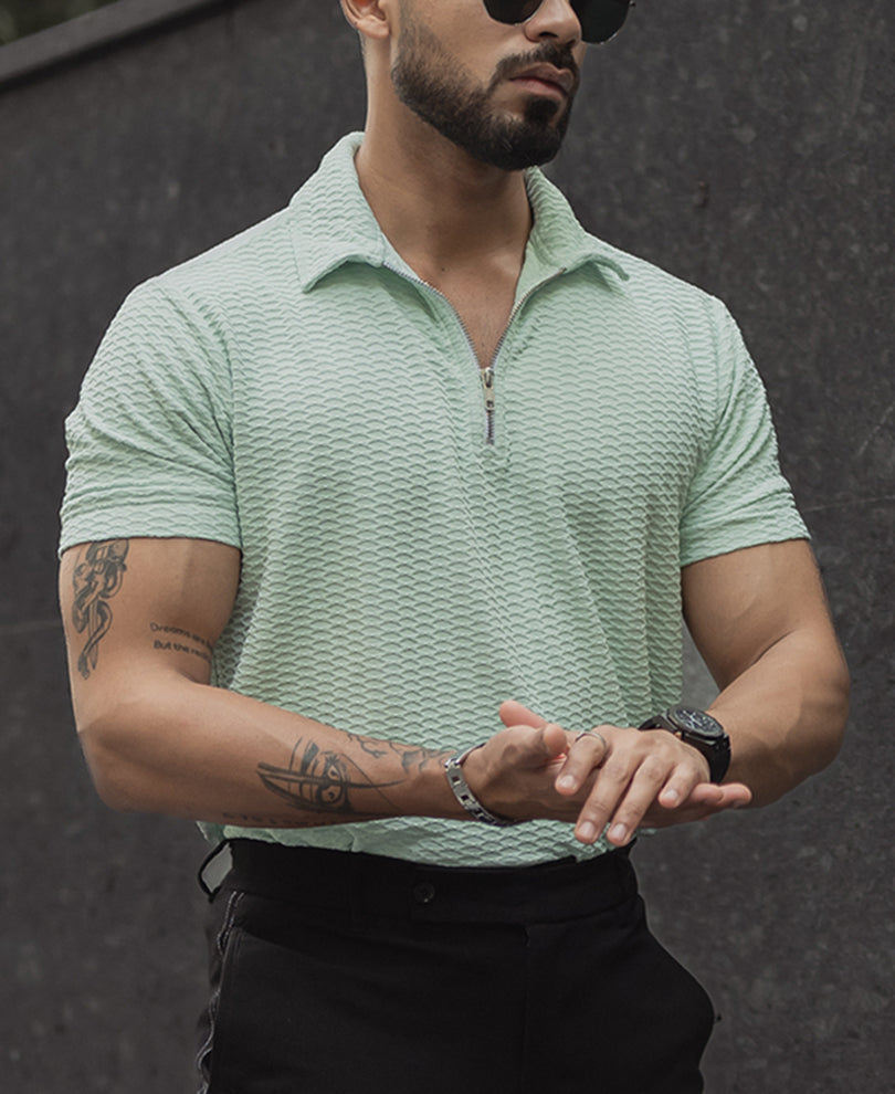 Mint Green Regular Fit Half Sleeves Tshirt