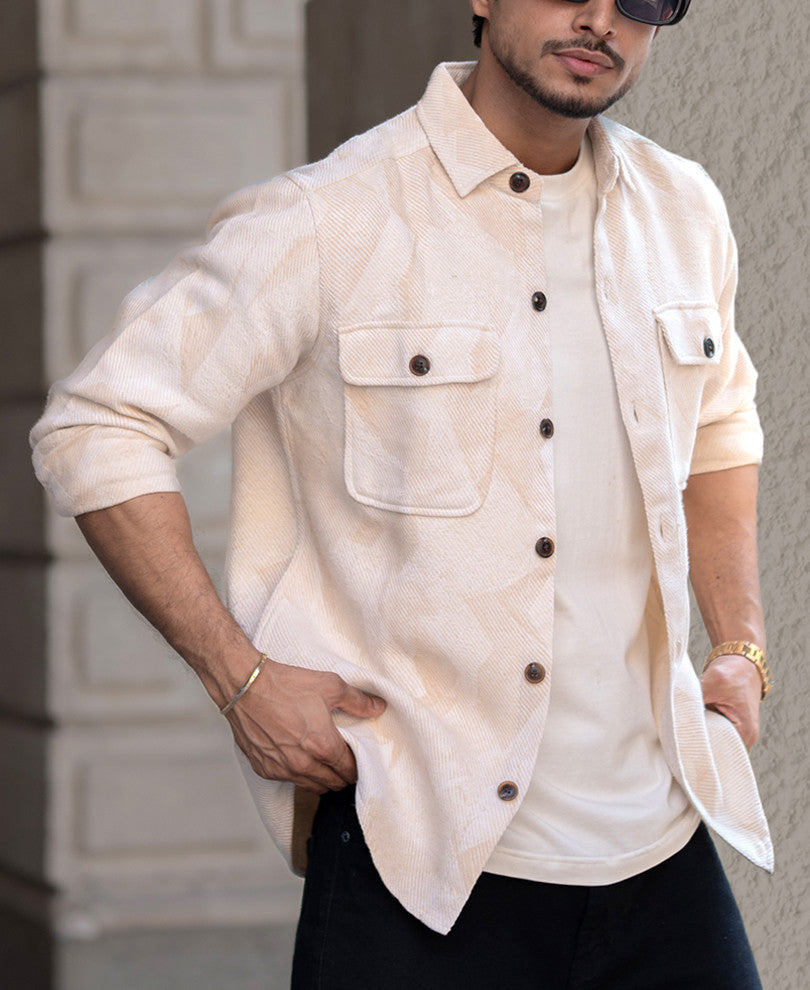 Off-White Double Pockets Regular Fit Full Sleeves Shirt