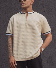 Cream Regular Fit Striped Half Sleeves T Shirt