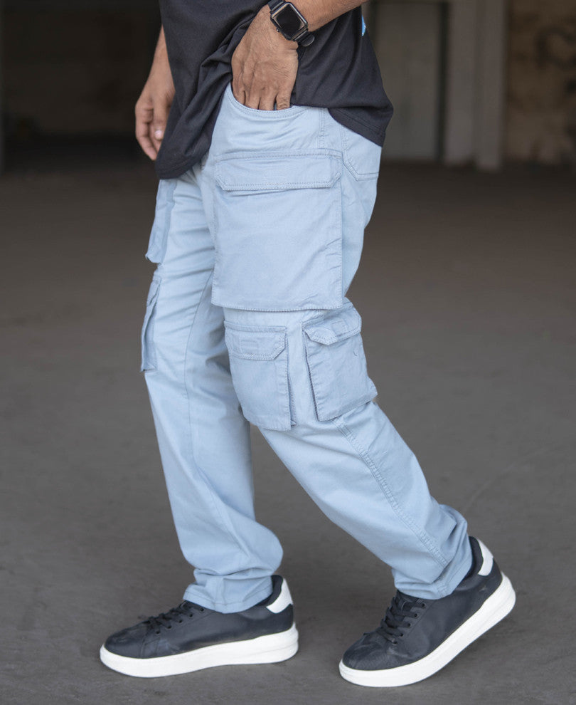 Sky Blue Baggy Fit Cargo Pant