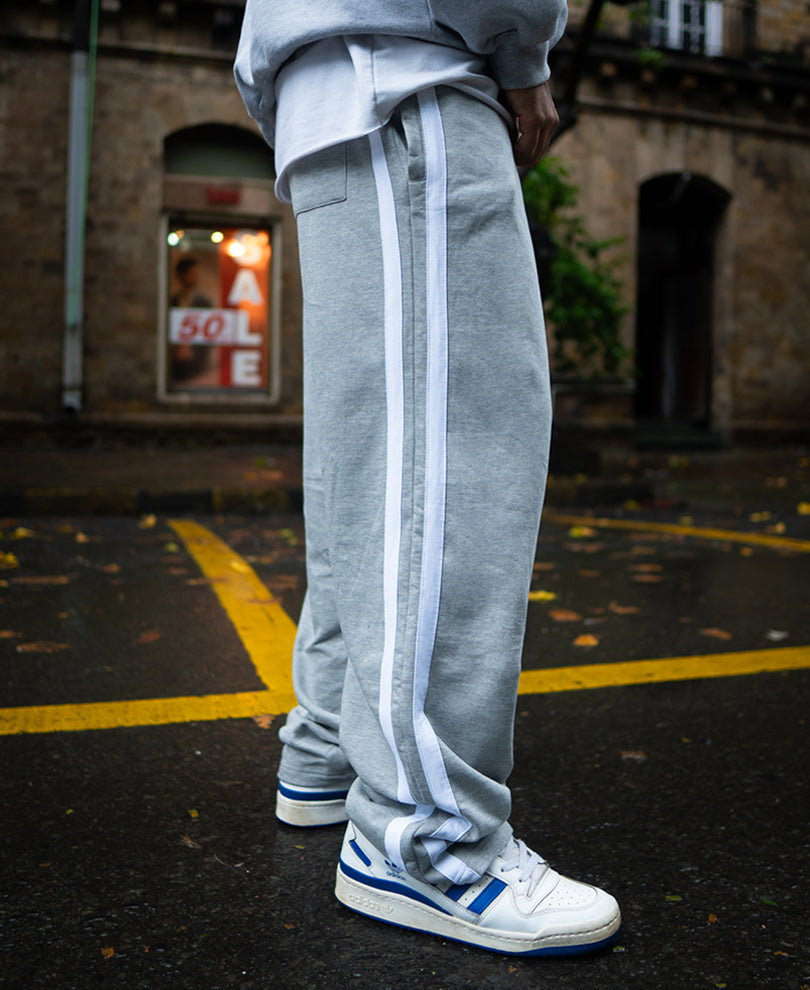 Grey Baggy Fit Sporty Casual Track Pant