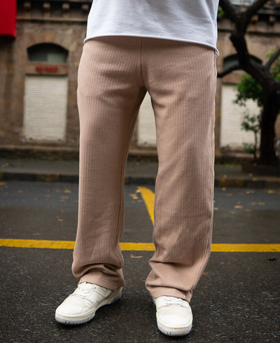 Beige Baggy Fit Track Pant