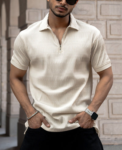 Off-White Half Sleeves Regular Fit T-Shirt