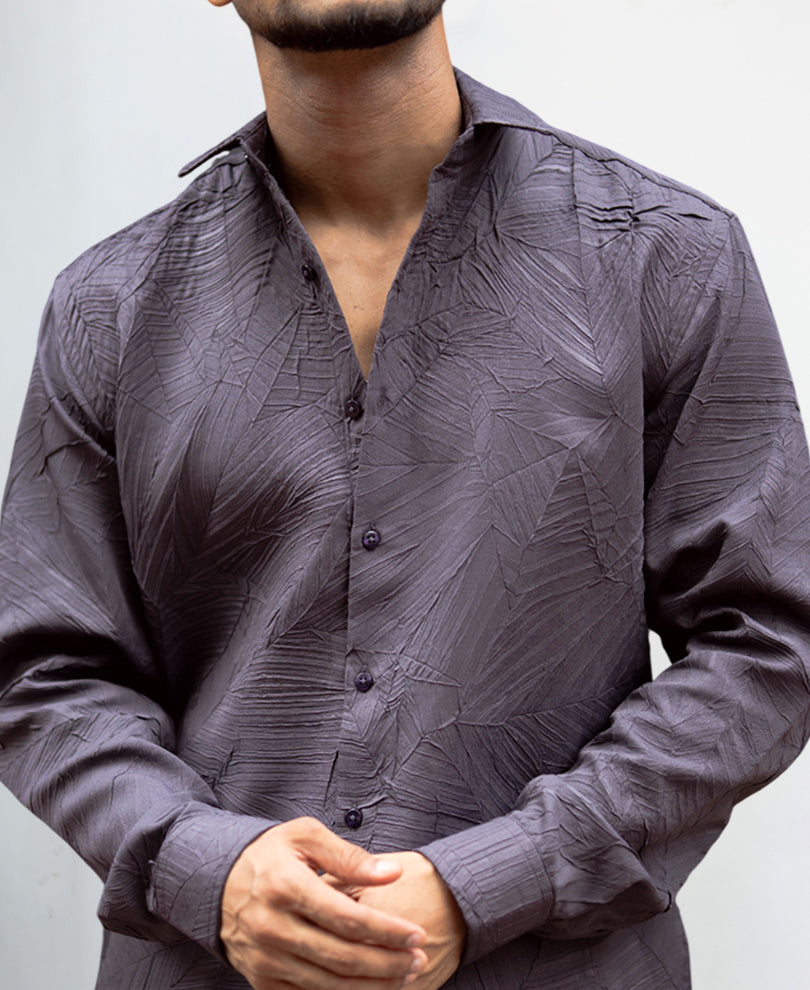 Dark Grey Regular Fit Full Sleeves Shirt.