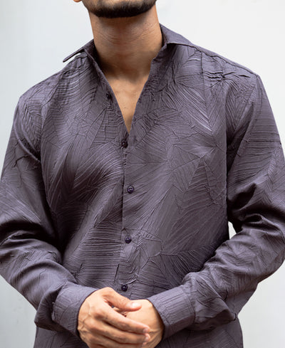 Dark Grey Regular Fit Full Sleeves Shirt