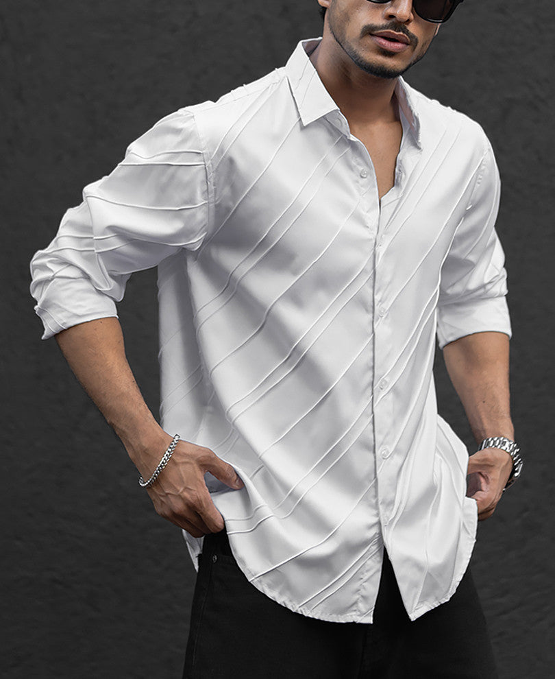 White Regular Fit Structured Shirt