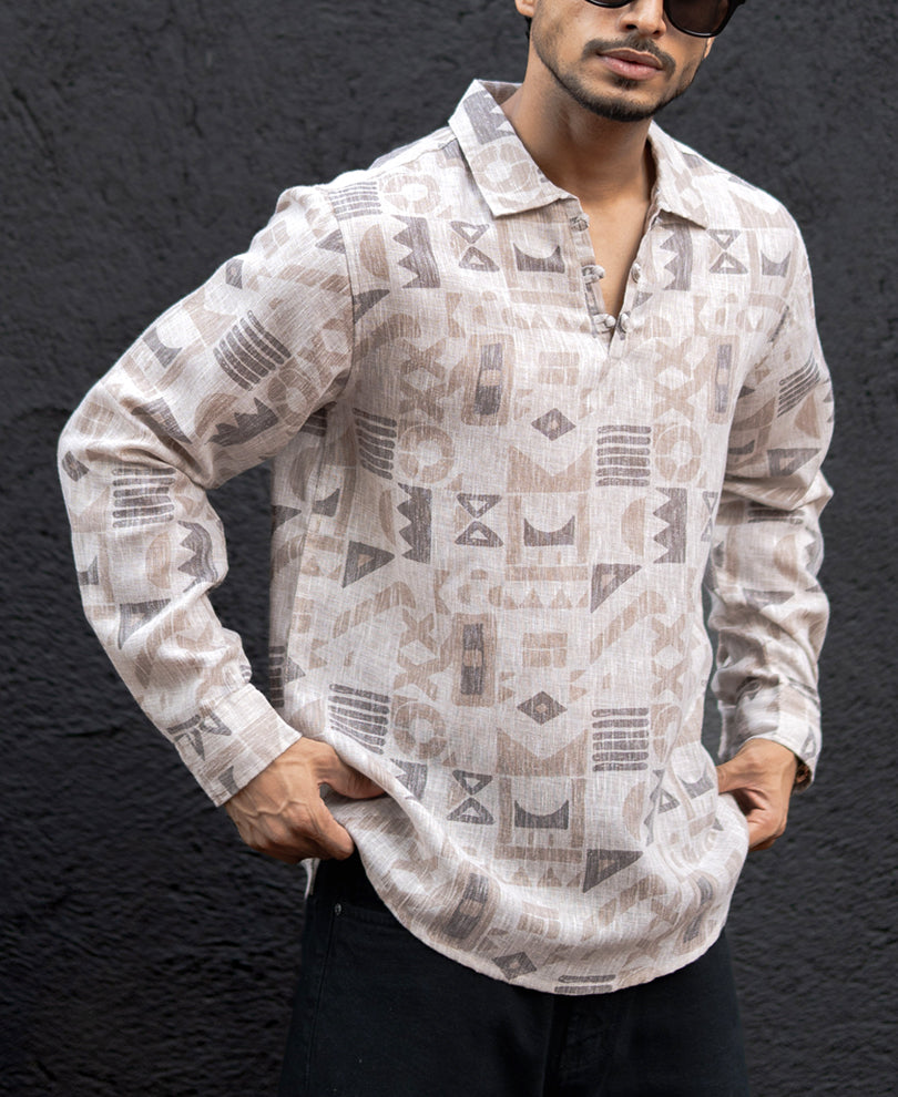 Printed Multi Colour Regular Fit Kurta Style Shirt