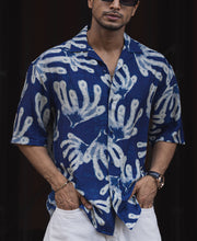 Blue Oversized Half Sleeves Shirt