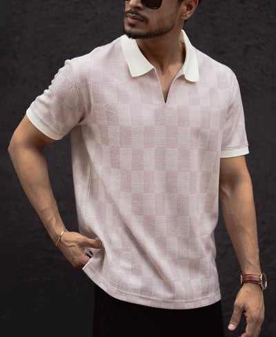 Light Pink Regular Fit Half Sleeves T-Shirt